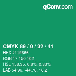 Color code: CMYK 89 / 0 / 32 / 41 | qconv.com