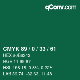 Color code: CMYK 89 / 0 / 33 / 61 | qconv.com
