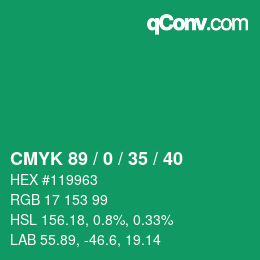 颜色代码: CMYK 89 / 0 / 35 / 40 | qconv.com