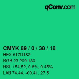 Farbcode: CMYK 89 / 0 / 38 / 18 | qconv.com