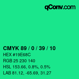 Color code: CMYK 89 / 0 / 39 / 10 | qconv.com