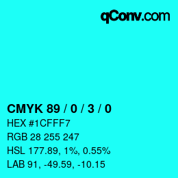 Color code: CMYK 89 / 0 / 3 / 0 | qconv.com