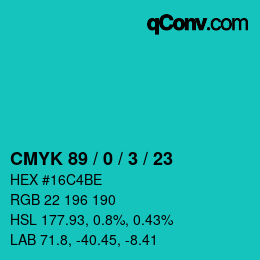 Color code: CMYK 89 / 0 / 3 / 23 | qconv.com