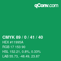 カラーコード: CMYK 89 / 0 / 41 / 40 | qconv.com