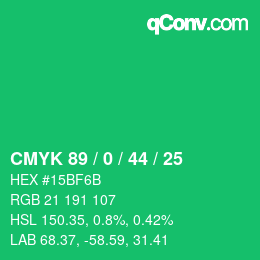 Color code: CMYK 89 / 0 / 44 / 25 | qconv.com