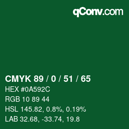 颜色代码: CMYK 89 / 0 / 51 / 65 | qconv.com