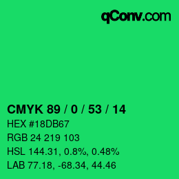 Farbcode: CMYK 89 / 0 / 53 / 14 | qconv.com