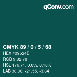 Color code: CMYK 89 / 0 / 5 / 68 | qconv.com