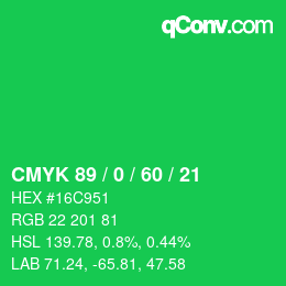 颜色代码: CMYK 89 / 0 / 60 / 21 | qconv.com