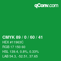 Color code: CMYK 89 / 0 / 60 / 41 | qconv.com