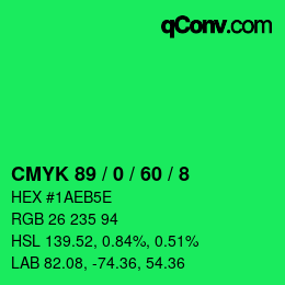 Color code: CMYK 89 / 0 / 60 / 8 | qconv.com