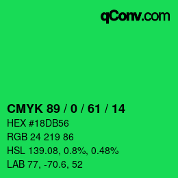 Color code: CMYK 89 / 0 / 61 / 14 | qconv.com