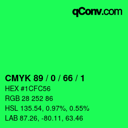 Código de color: CMYK 89 / 0 / 66 / 1 | qconv.com
