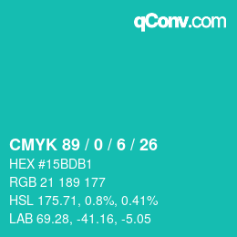 Color code: CMYK 89 / 0 / 6 / 26 | qconv.com