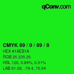 Color code: CMYK 89 / 0 / 89 / 8 | qconv.com