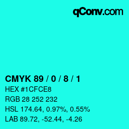 Color code: CMYK 89 / 0 / 8 / 1 | qconv.com