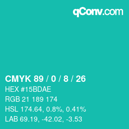 Color code: CMYK 89 / 0 / 8 / 26 | qconv.com
