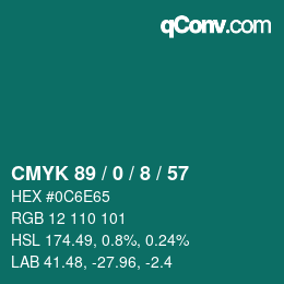 Color code: CMYK 89 / 0 / 8 / 57 | qconv.com