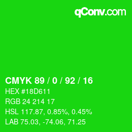 カラーコード: CMYK 89 / 0 / 92 / 16 | qconv.com