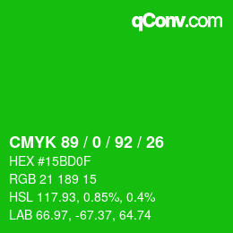 Color code: CMYK 89 / 0 / 92 / 26 | qconv.com