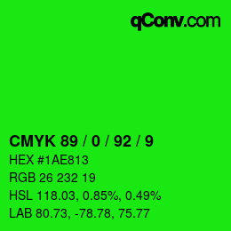 Farbcode: CMYK 89 / 0 / 92 / 9 | qconv.com