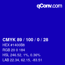 Color code: CMYK 89 / 100 / 0 / 28 | qconv.com