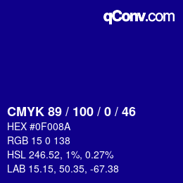 Color code: CMYK 89 / 100 / 0 / 46 | qconv.com