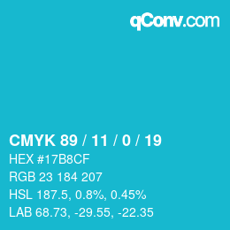 Color code: CMYK 89 / 11 / 0 / 19 | qconv.com