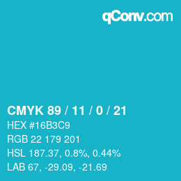 Farbcode: CMYK 89 / 11 / 0 / 21 | qconv.com