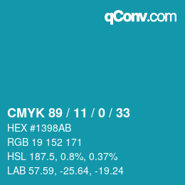 颜色代码: CMYK 89 / 11 / 0 / 33 | qconv.com