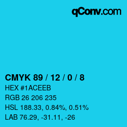 Color code: CMYK 89 / 12 / 0 / 8 | qconv.com
