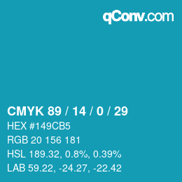 Color code: CMYK 89 / 14 / 0 / 29 | qconv.com