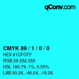 Color code: CMYK 89 / 1 / 0 / 0 | qconv.com