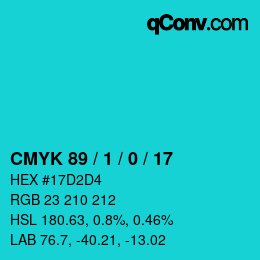 Color code: CMYK 89 / 1 / 0 / 17 | qconv.com
