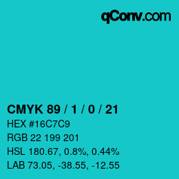 颜色代码: CMYK 89 / 1 / 0 / 21 | qconv.com