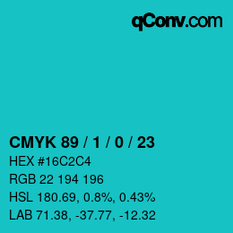 Color code: CMYK 89 / 1 / 0 / 23 | qconv.com