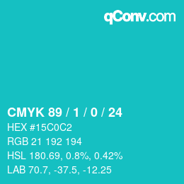Color code: CMYK 89 / 1 / 0 / 24 | qconv.com