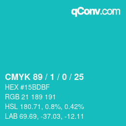 Color code: CMYK 89 / 1 / 0 / 25 | qconv.com