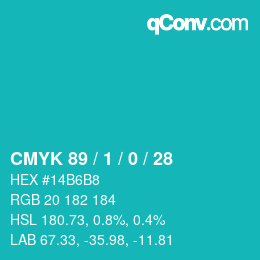 Color code: CMYK 89 / 1 / 0 / 28 | qconv.com