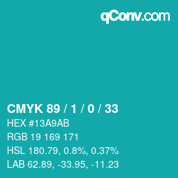 Color code: CMYK 89 / 1 / 0 / 33 | qconv.com