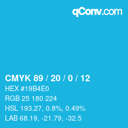 Color code: CMYK 89 / 20 / 0 / 12 | qconv.com