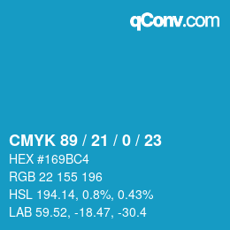 Color code: CMYK 89 / 21 / 0 / 23 | qconv.com