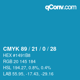 Color code: CMYK 89 / 21 / 0 / 28 | qconv.com