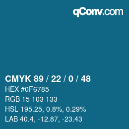 颜色代码: CMYK 89 / 22 / 0 / 48 | qconv.com