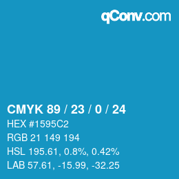颜色代码: CMYK 89 / 23 / 0 / 24 | qconv.com