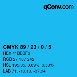 Color code: CMYK 89 / 23 / 0 / 5 | qconv.com