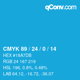 Color code: CMYK 89 / 24 / 0 / 14 | qconv.com