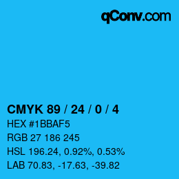 カラーコード: CMYK 89 / 24 / 0 / 4 | qconv.com