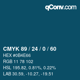 颜色代码: CMYK 89 / 24 / 0 / 60 | qconv.com