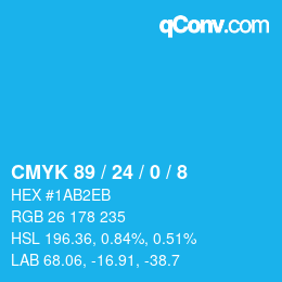Color code: CMYK 89 / 24 / 0 / 8 | qconv.com